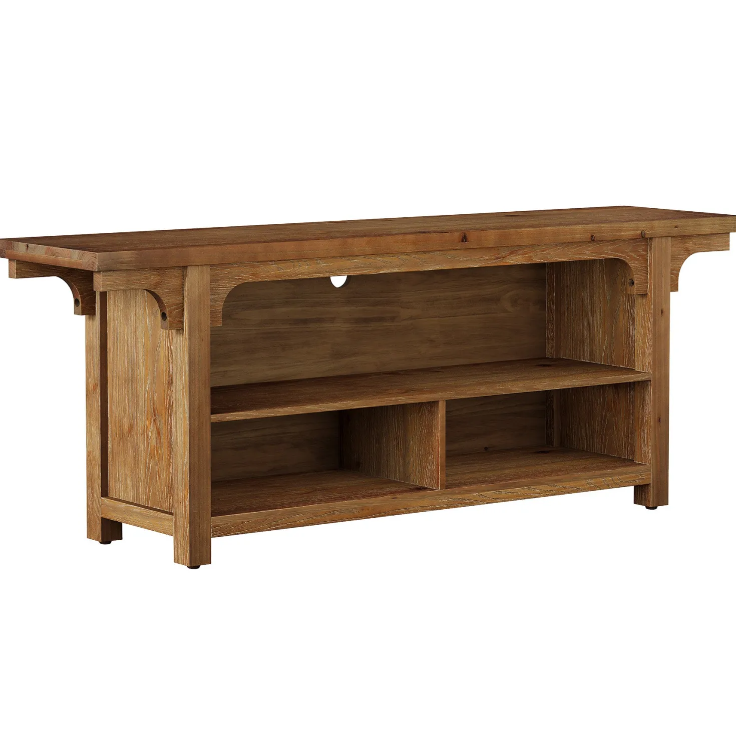 63" Solid Wood TV Stand for 55/65/70"TVs, Farmhouse Entertainment Center with 3 Storage