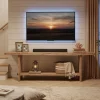71" Solid Wood TV Stand for 55–85 Inch TVs, Farmhouse Media Console with Storage Shelf, Wooden Entertainment Center