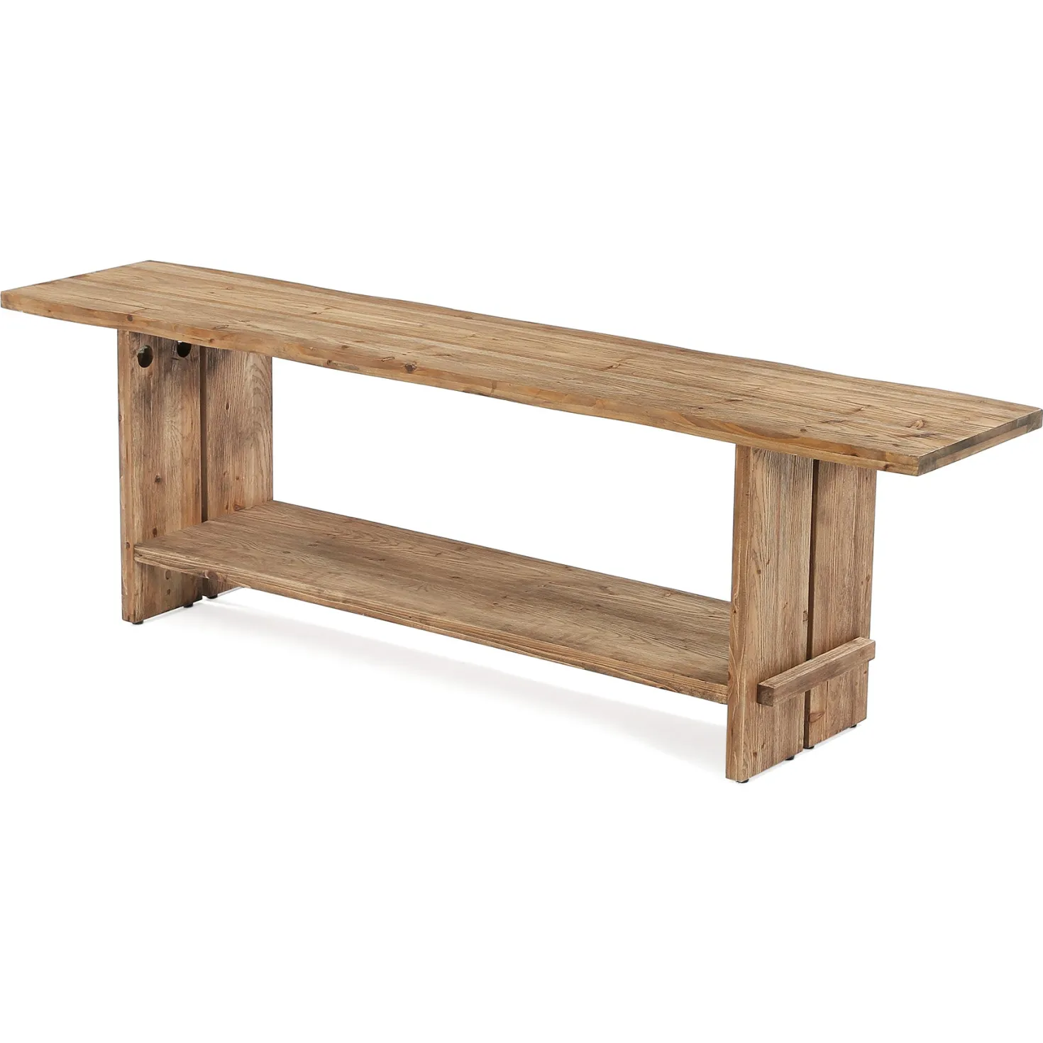 71" Solid Wood TV Stand for 55–85 Inch TVs, Farmhouse Media Console with Storage Shelf, Wooden Entertainment Center