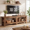 70.87" Solid Wood TV Stand for TVs up to 80", Farmhouse Entertainment Center with Storage Shelves