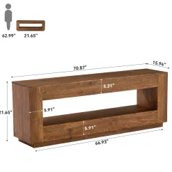 70.87" Solid Wood TV Stand, 2-Tier Entertainment Center for up to 80" TV