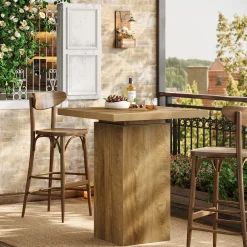 39.4" Square Bar Table, High Top Bistro Pub Cocktail Table Dining Table