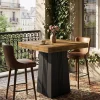 35.4" Square Bar Table, Modern Fluted Pub Table, Bar Height with Hollow Base