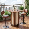 31.5" Square Bar Table, Rattan Pub Table with Footrest for Kitchen Breakfast Nook