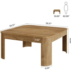 39.3" Square Coffee Table, Farmhouse Center Table Cocktail Tea Accent Table