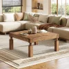 39" Square Coffee Table, Farmhouse Wood Accent Center Table with Sturdy Legs