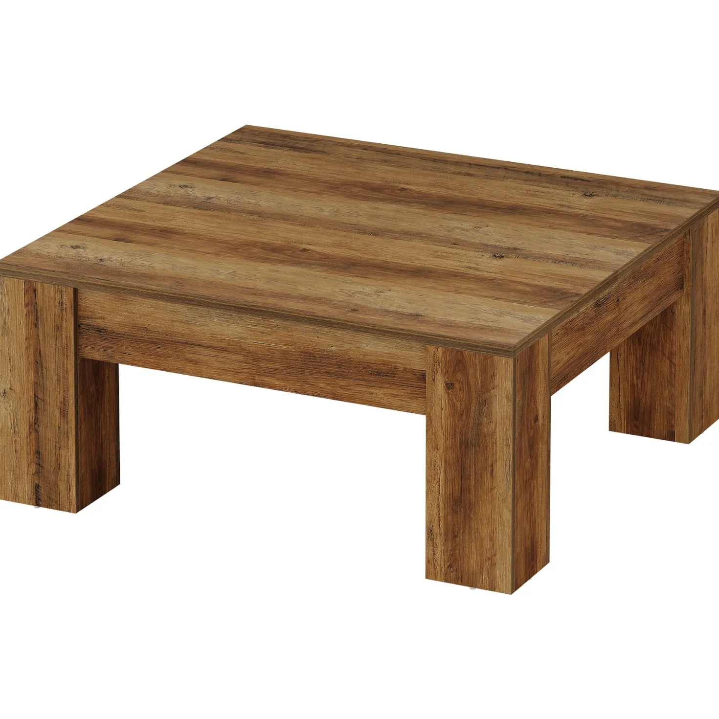 39" Square Coffee Table, Farmhouse Wood Coffee Table with Sturdy Legs