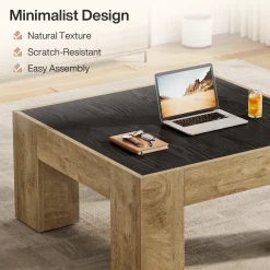 31.5" Square Coffee Tables, Farmhouse Center Table with Sturdy Legs