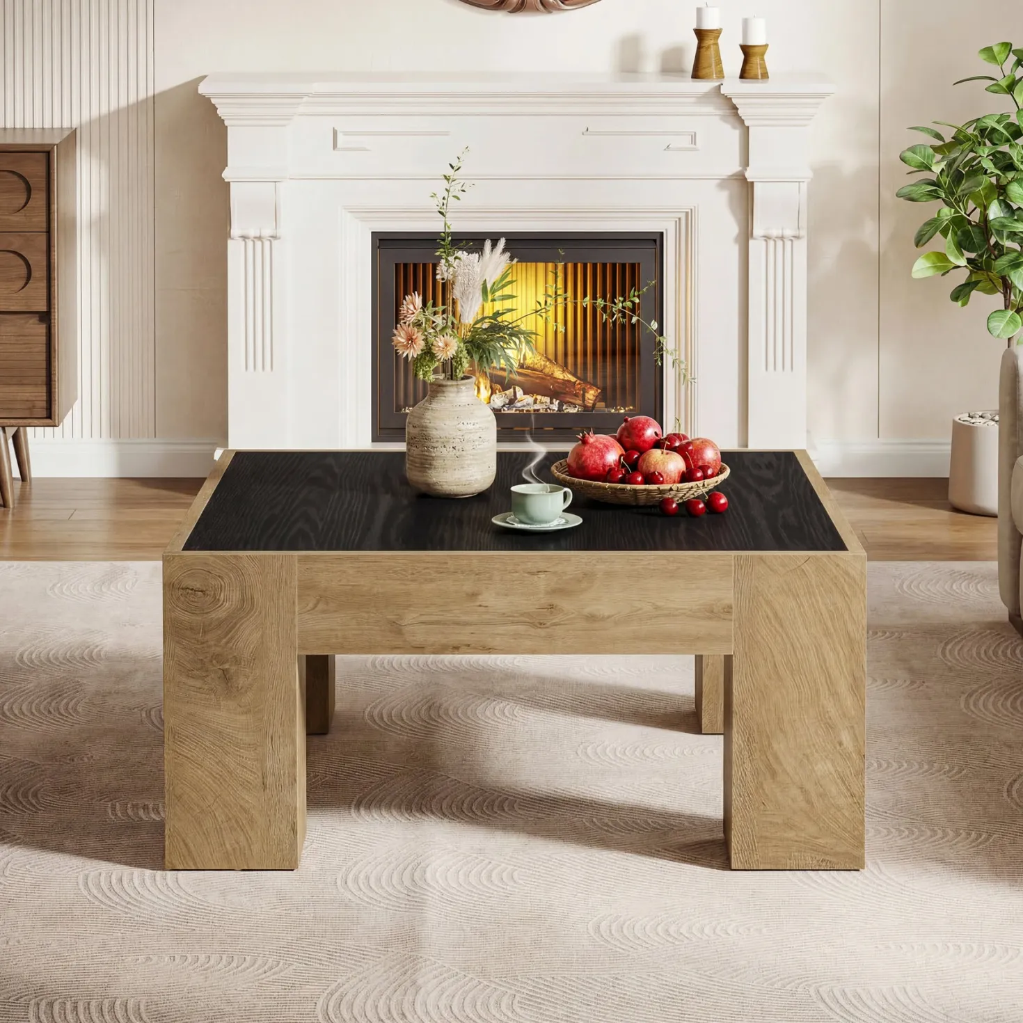 31.5" Square Coffee Tables, Farmhouse Center Table with Sturdy Legs