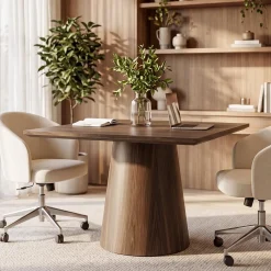 31.5" Square Conference Table, Wooden Meeting Room Table for 4 People