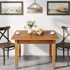 39.4" Square Dining Table Kitchen Table with Solid Wood Legs for 4