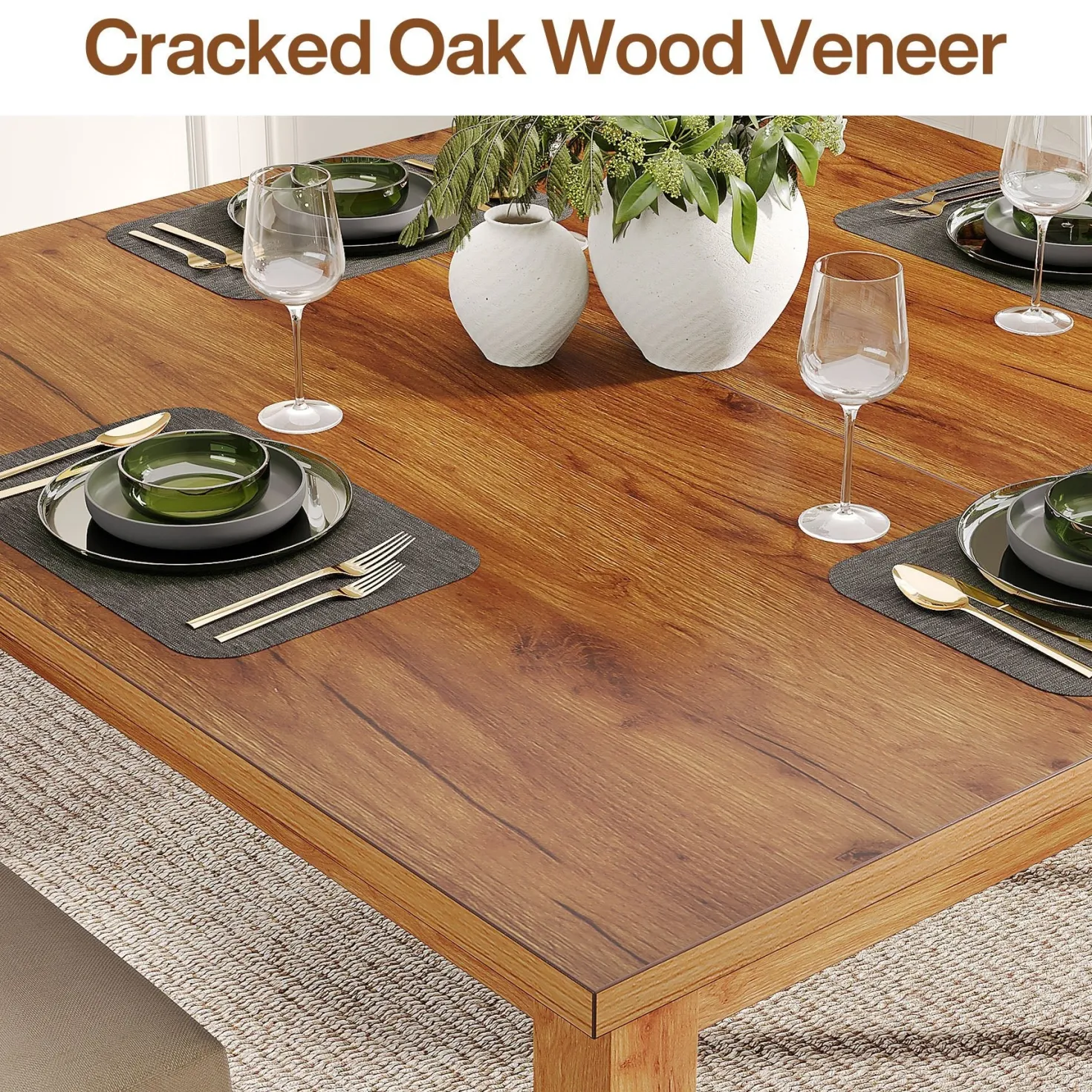 39.4" Square Dining Table Kitchen Table with Solid Wood Legs for 4