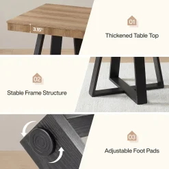 31.5" Square Dining Table, Small Kitchen Table with Fluted Edge for 4