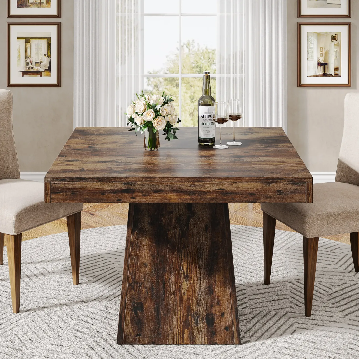 31.5" Square Dining Table, Small Farmhouse Kitchen Dinner Table for 4 People