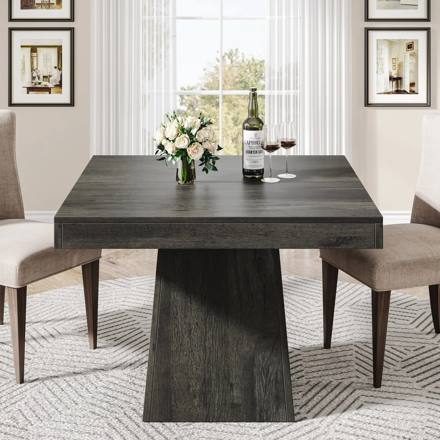 31.5" Square Dining Table, Small Farmhouse Kitchen Dinner Table for 4 People
