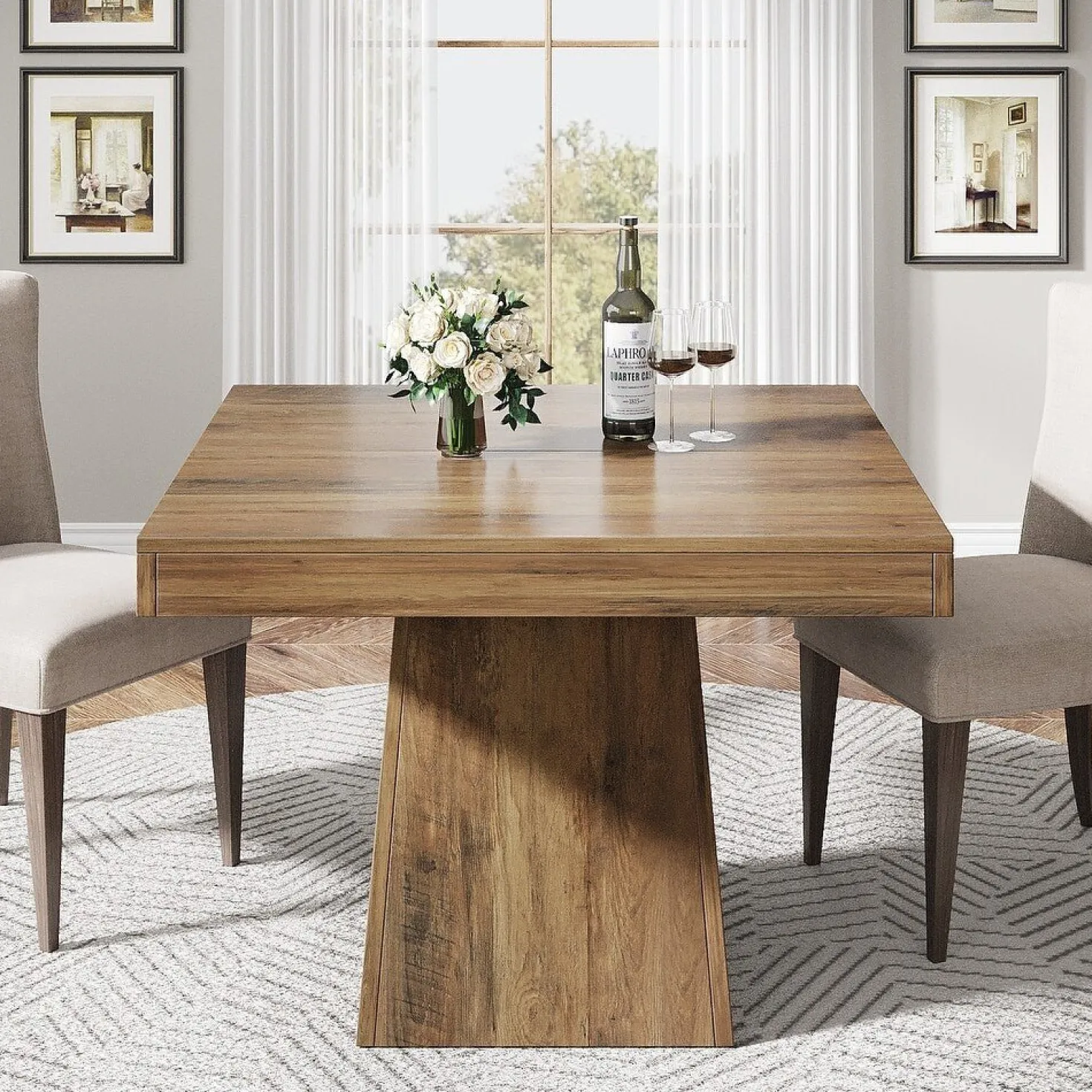 31.5" Square Dining Table, Small Farmhouse Kitchen Dinner Table for 4 People