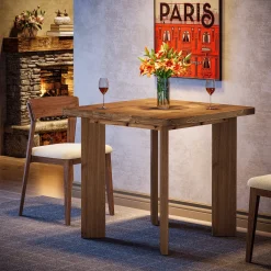 31.5" Square Dining Table, Solid Wood Farmhouse Kitchen Table for 2-4
