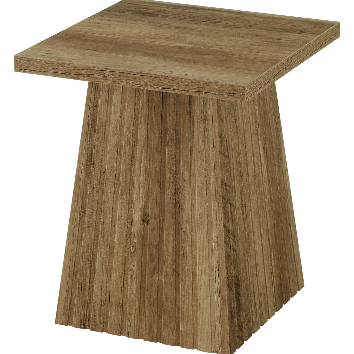 19.7" Square End Table, Modern Rustic Side Table with Fluted Base for Small Space