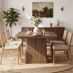 39" Square Solid Wood Dining Table for 2-4 People, Modern Kitchen Table with Pedestal Base (Only Table)