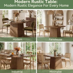 39" Square Solid Wood Dining Table for 2-4 People, Modern Kitchen Table with Pedestal Base (Only Table)