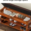 39" Storage Bench, Solid Wood Shoe Bench 8-10 Pair Shoe Organizer with Lift Top