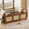 55" Storage Bench, 2-Tier Shoe Bench with Lift Top Storage