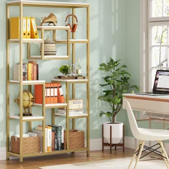 71" Tall Bookshelf, Modern 11-Tier Bookcase Display Shelf
