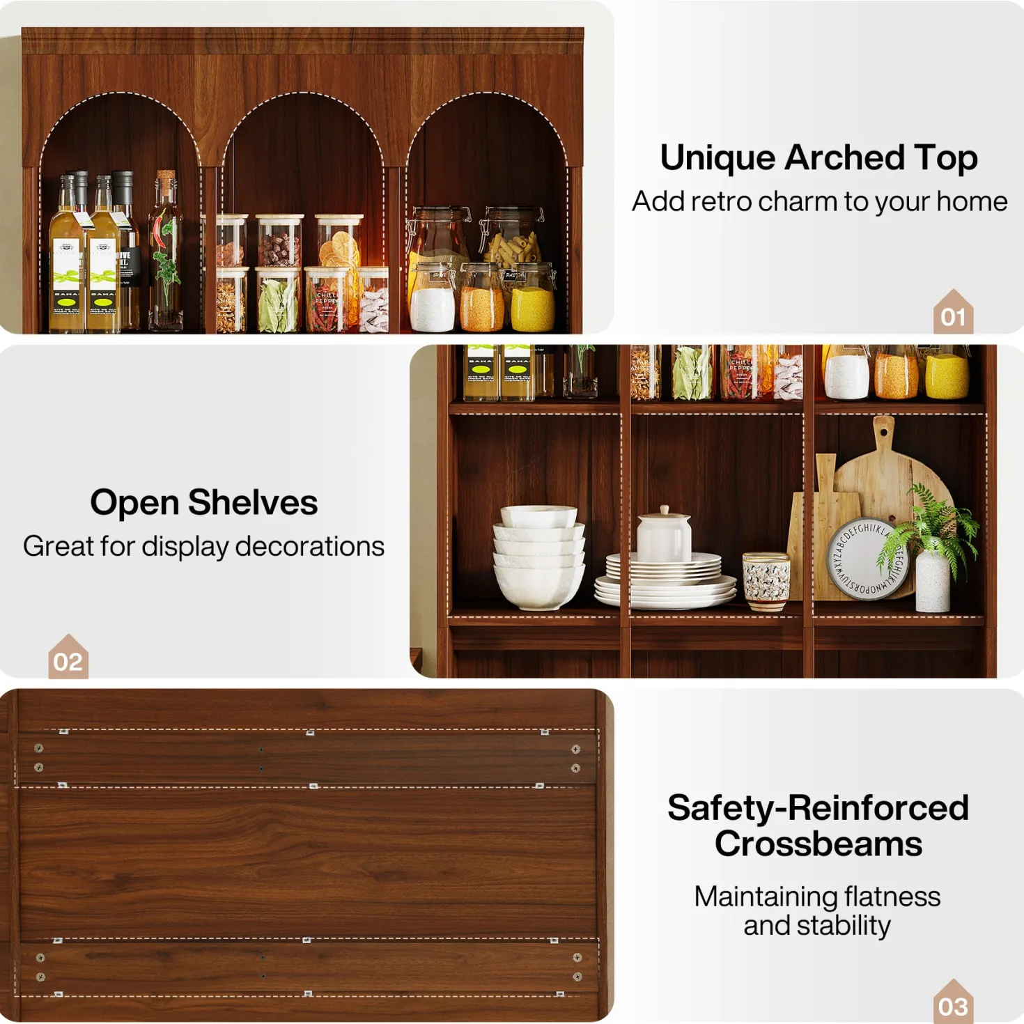 71" Tall Arched Bookshelf, 5-Tier Freestanding Bookcase Display Rack