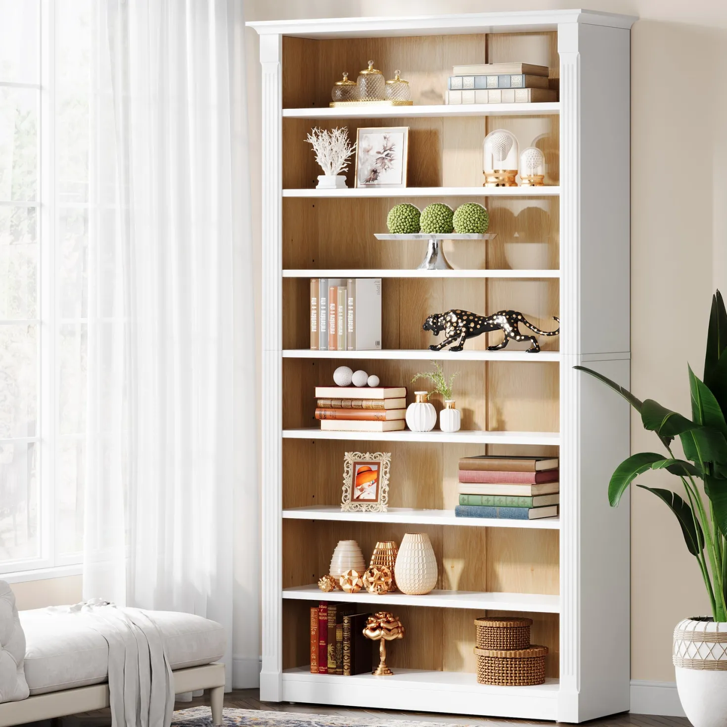 70.9" Tall Bookcase, Modern 8-Tier Bookshelf Freestanding Display Shelf