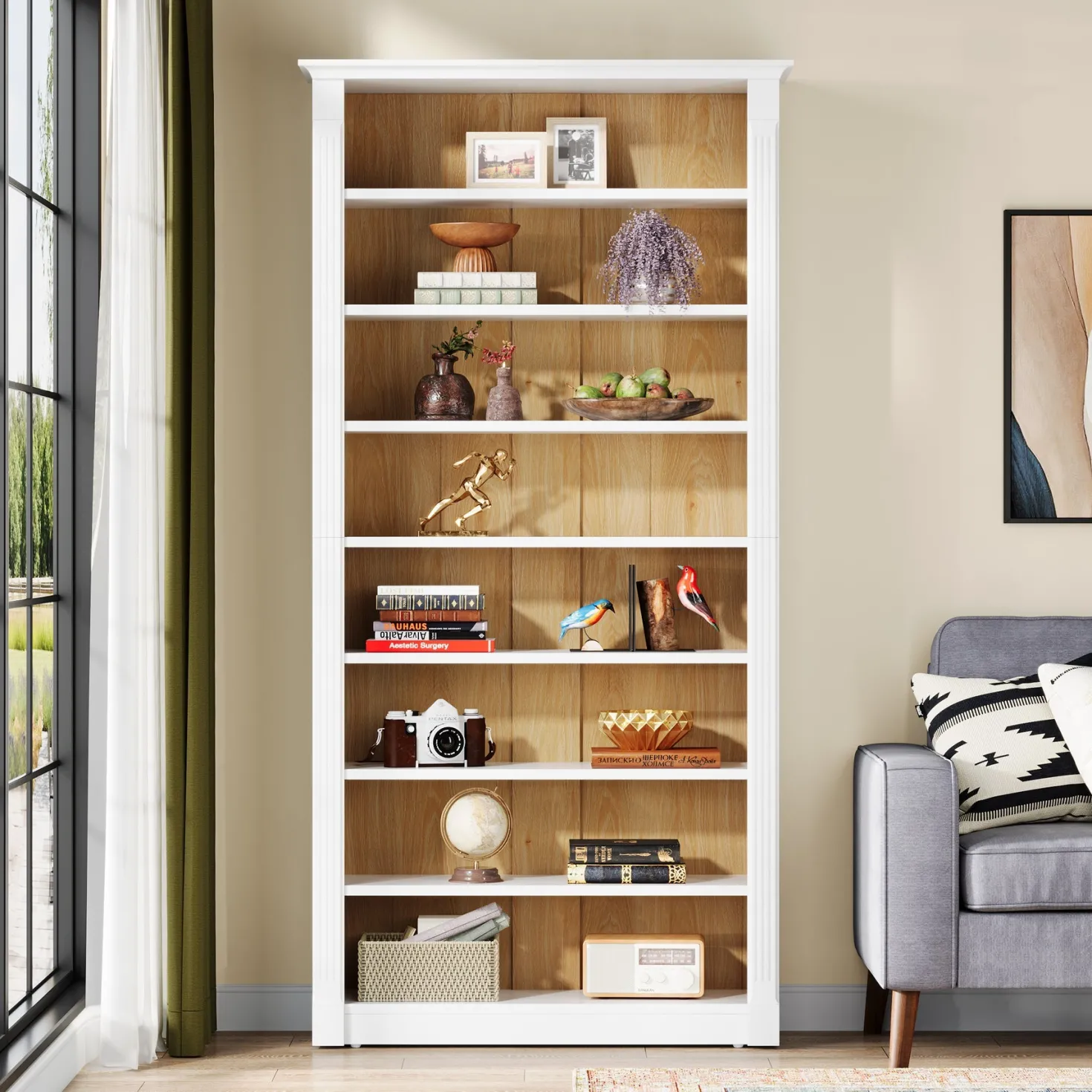 70.9" Tall Bookcase, Modern 8-Tier Bookshelf Freestanding Display Shelf