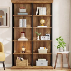 75" Tall Bookcase, 6-Tier Industrial Bookshelf Display Storage Etagere for Home Office