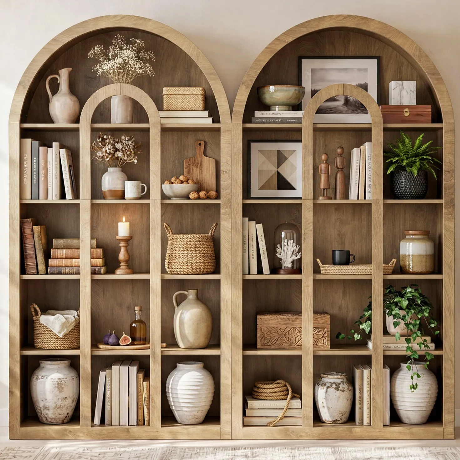 70.87" Tall Bookshelf, 5-Tier Arched Bookcase with Open Shelves for Living Room