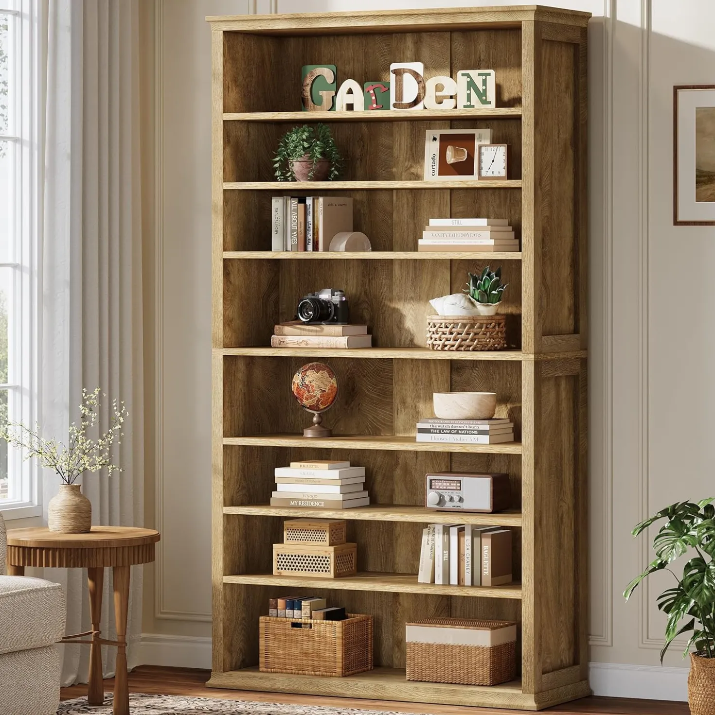 71" Tall Bookshelf, 8-Tier Bookcase FreeStanding Display Etagere with Adjustable Shelves