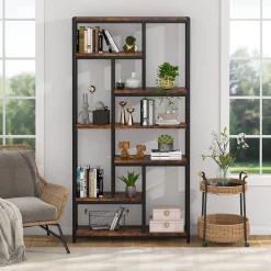 79" Tall Bookshelf, 7-Tier Bookcase 10 Open Display Shelves