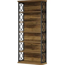 72" Tall Bookshelf, 6-Tier Industrial Etagere Bookcase with Open Storage Shelves