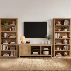 72" Tall Bookshelf, 6-Tier Solid Wood Bookcase with Open Shelves