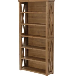 72" Tall Bookshelf, 6-Tier Solid Wood Bookcase with Open Shelves