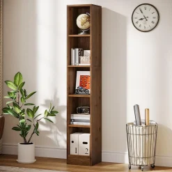 70.9" Tall Bookshelf, 5-Tier Wood Corner Bookcase Display Shelves for Home Office