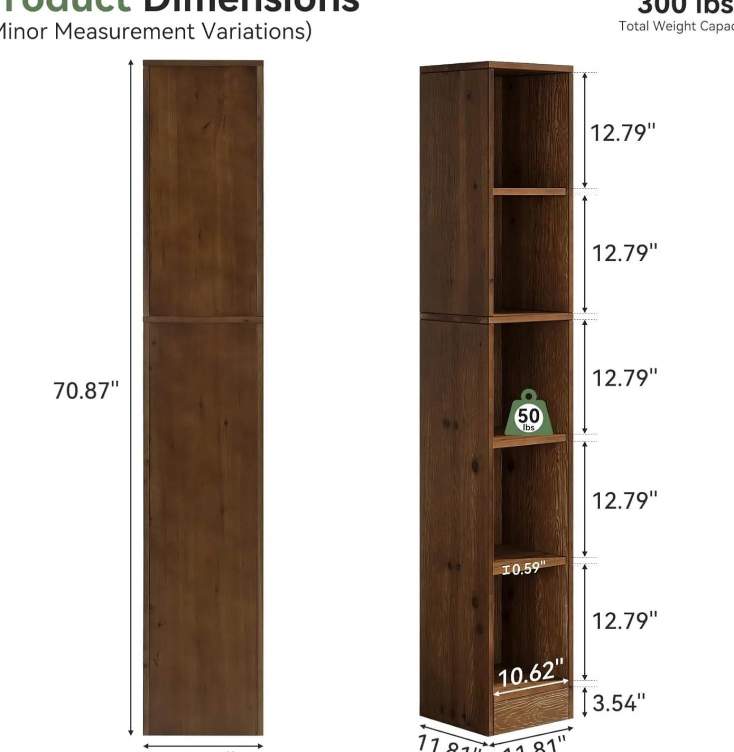 70.9" Tall Bookshelf, 5-Tier Wood Corner Bookcase Display Shelves for Home Office