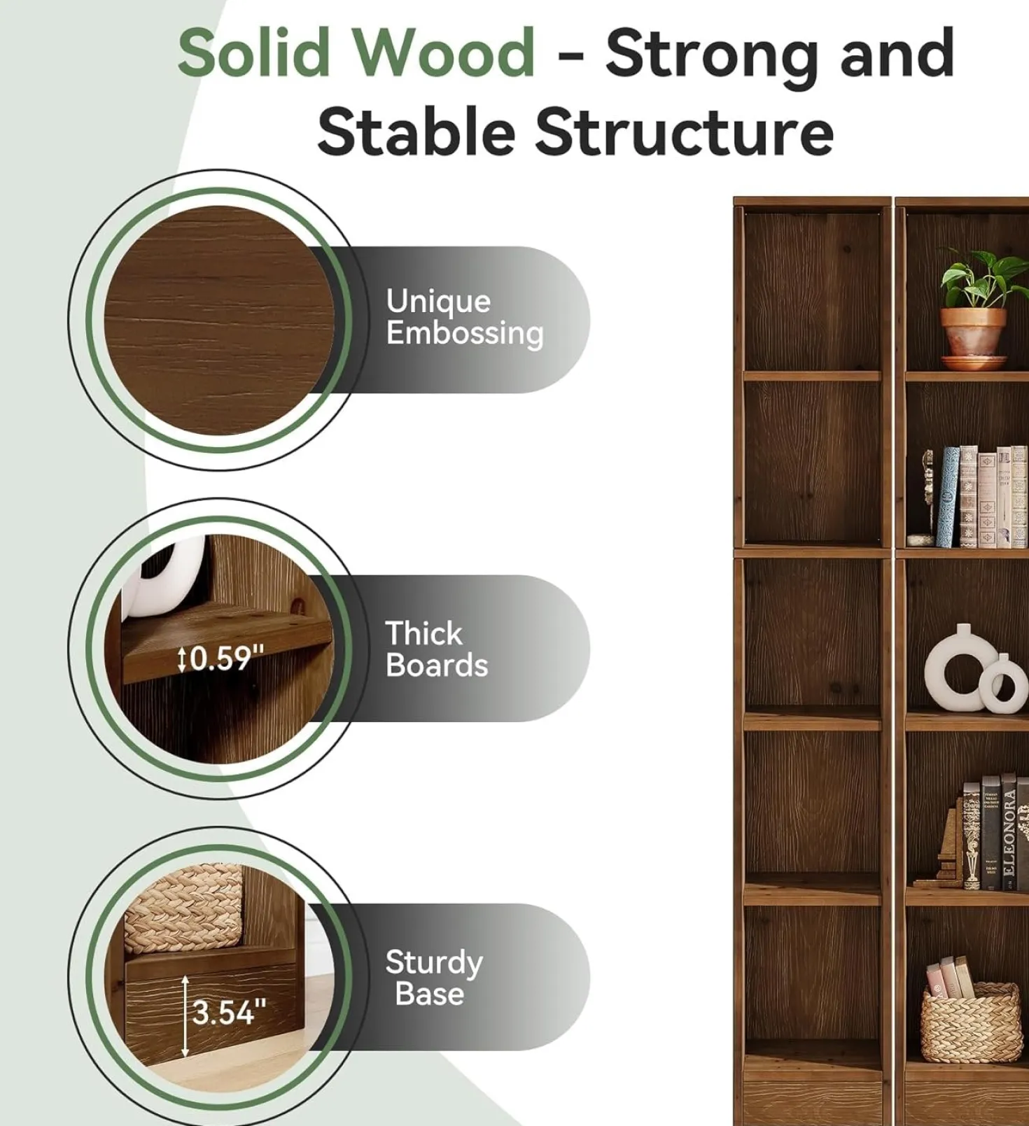 70.9" Tall Bookshelf, 5-Tier Wood Corner Bookcase Display Shelves for Home Office