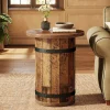 25.6" Tall End Table, Round Side Table Nightstand with Sturdy Base
