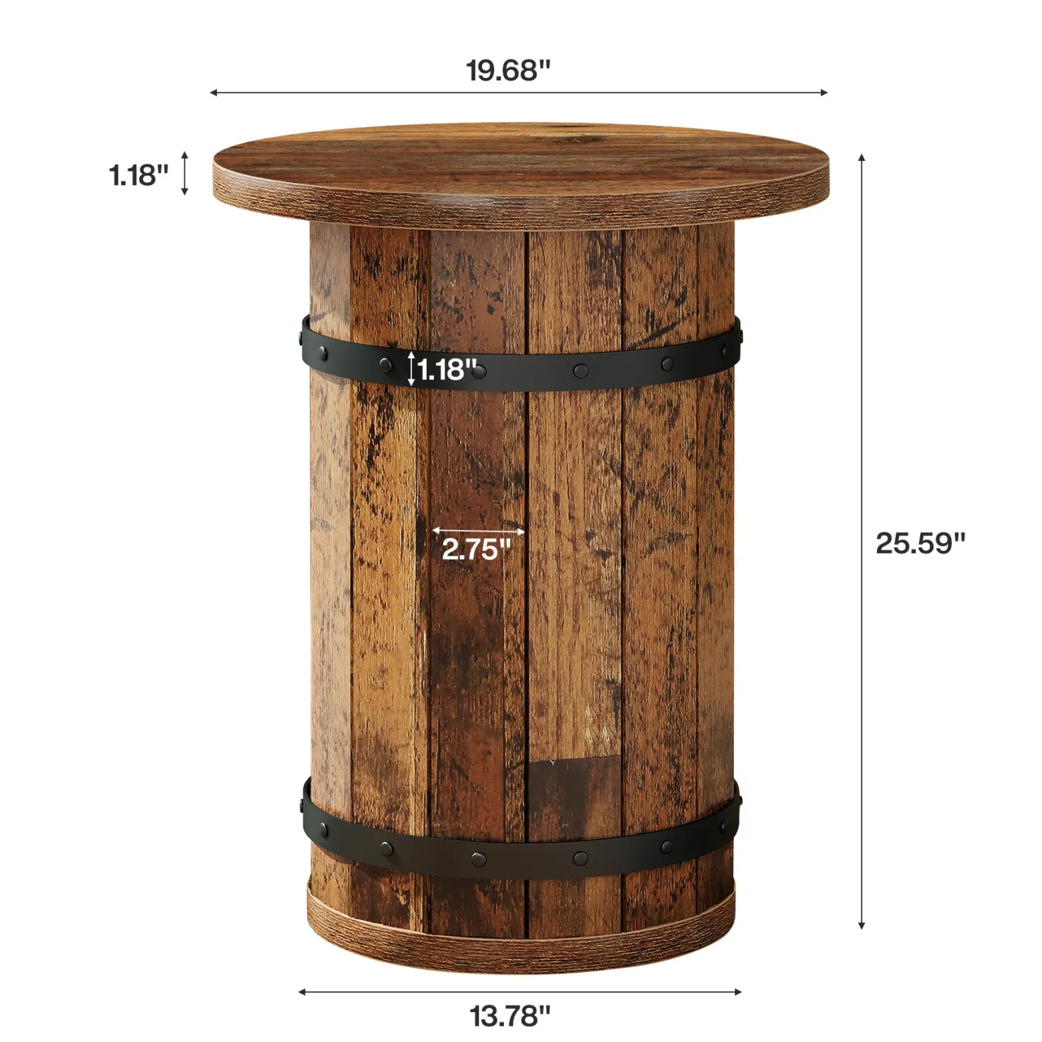 25.6" Tall End Table, Round Side Table Nightstand with Sturdy Base