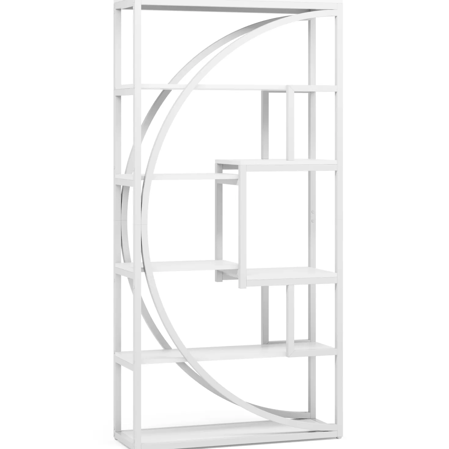 70.8” Tall Modern Geometric Bookcase, 5-Tier Etagere with 8 Open Shelves