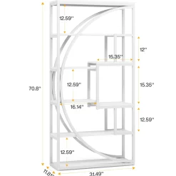 70.8” Tall Modern Geometric Bookcase, 5-Tier Etagere with 8 Open Shelves