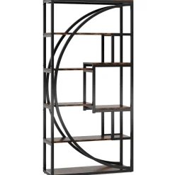 70.8” Tall Modern Geometric Bookcase, 5-Tier Etagere with 8 Open Shelves