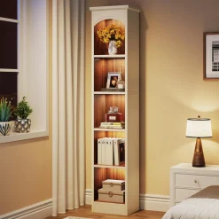 70.9" Tall Narrow Bookcase with 5-Tier Storage, Modern Cube Bookshelf