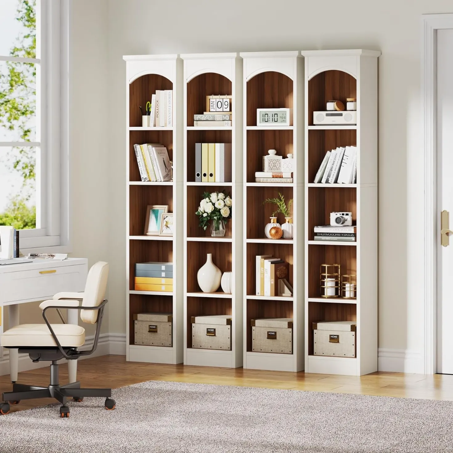 70.9" Tall Narrow Bookcase with 5-Tier Storage, Modern Cube Bookshelf
