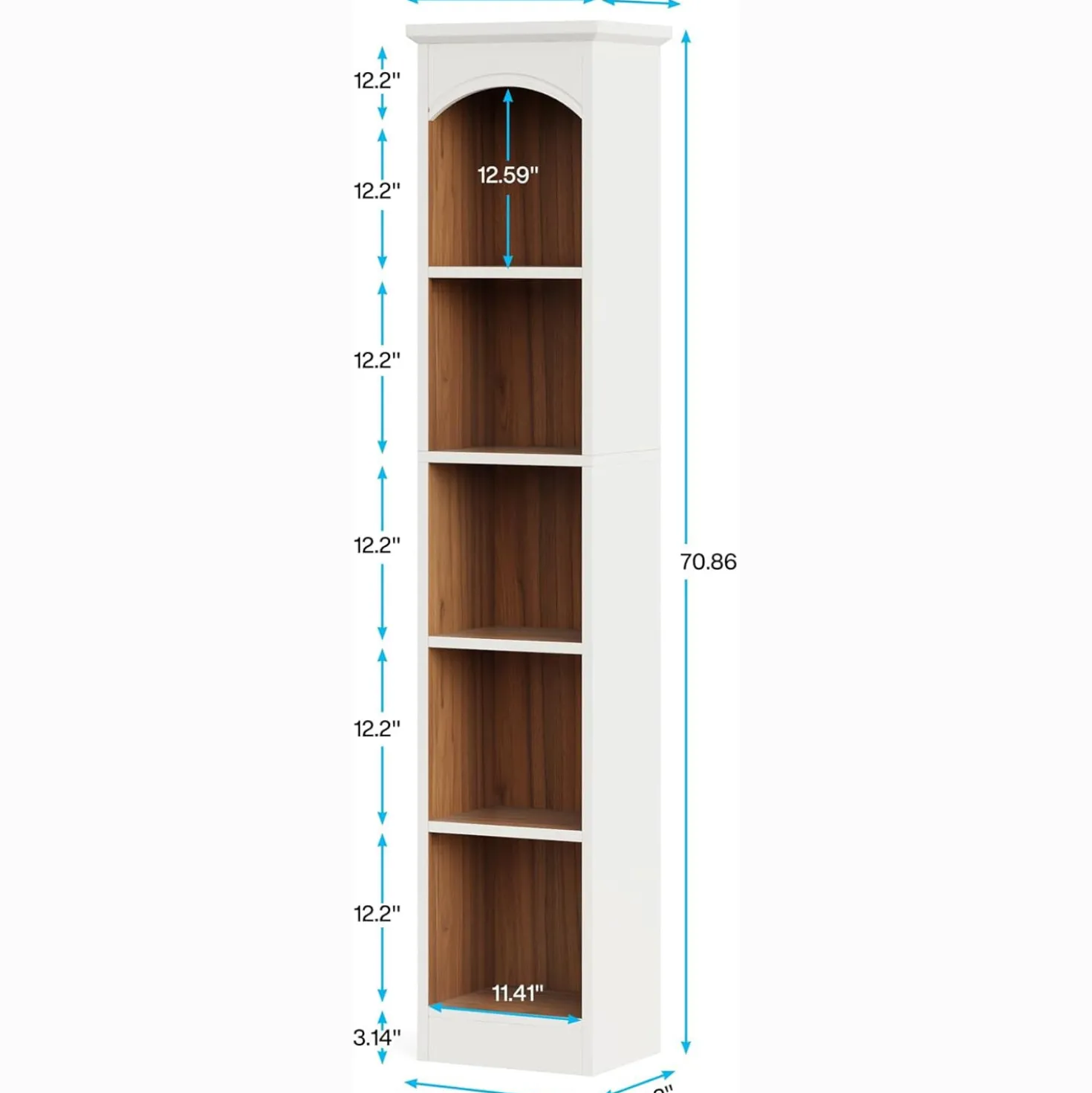 70.9" Tall Narrow Bookcase with 5-Tier Storage, Modern Cube Bookshelf