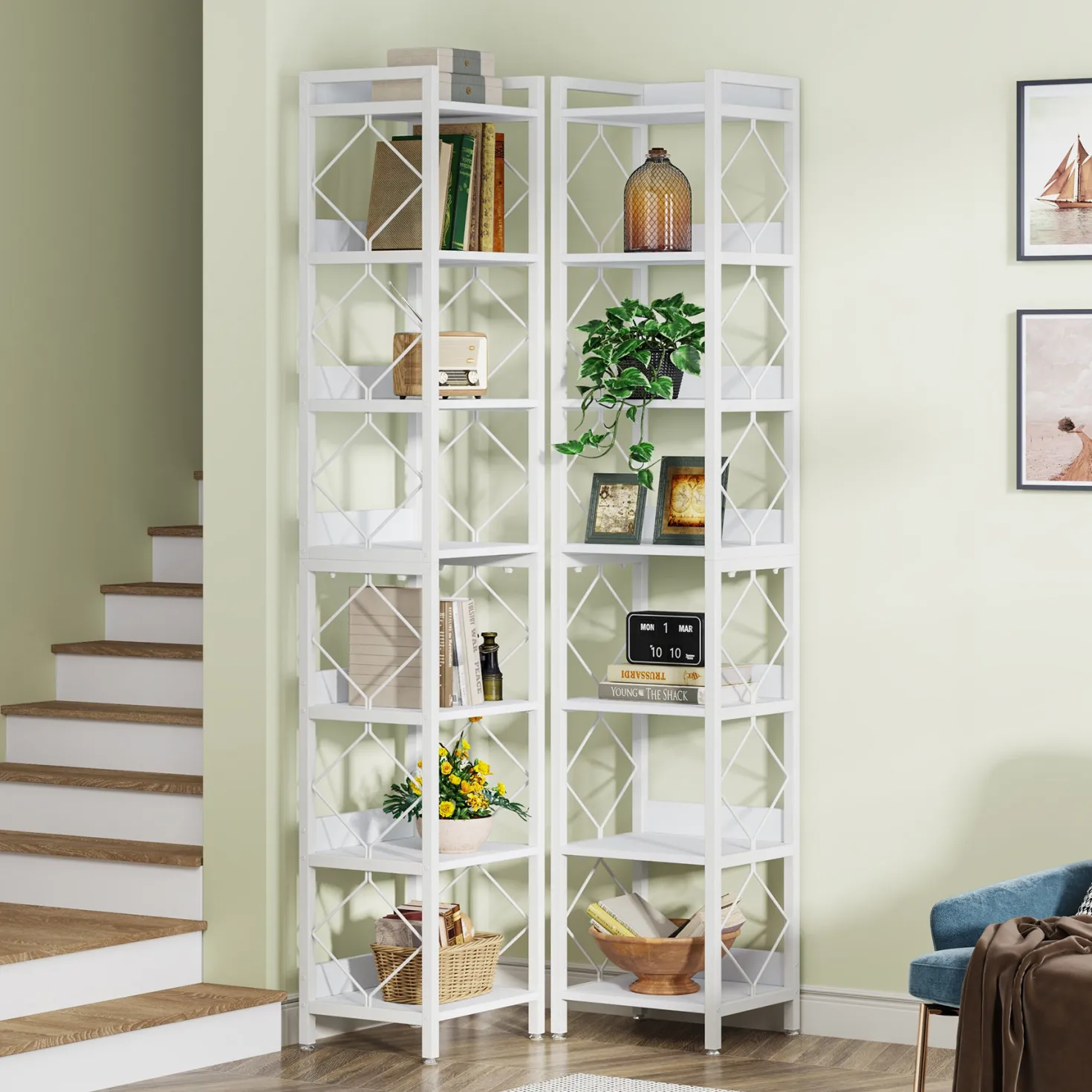 78.7” Tall Narrow Bookshelf, Slim Display Shelf for Home Office & Small Areas