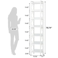 78.7” Tall Narrow Bookshelf, Slim Display Shelf for Home Office & Small Areas